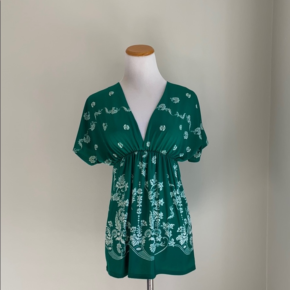 Green V-Neck Top